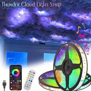 LED foudre nuage bande lumineuse APP télécommande USB couleur changeante décorative veilleuse salle