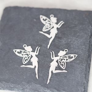 Pendentif Ange Elfe en Acier Inoxydable pour Femme, Ailes de Papillon, Breloques pour Bijoux,