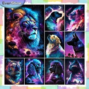EverShine – peinture diamant Animal Lion tigre, perceuse carrée complète, broderie univers,