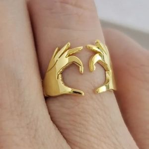 Bague en forme de cœur réglable européenne et américaine, cadeau de Couple pour garçons, accessoires