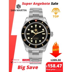 San Martin – montre de plongée rétro de luxe pour hommes, 40mm BB58, NH35, automatique, mécanique,