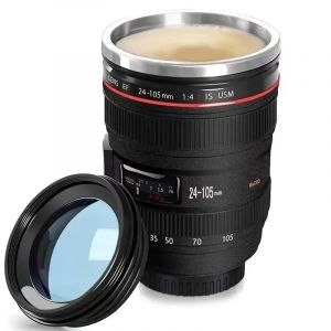 Tasse à café avec objectif d'appareil photo, tasse de photographe de café de voyage, fournitures