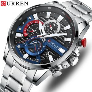 CURREN sport montres à Quartz décontractées avec chronographe mode montre pour hommes en acier