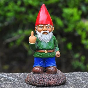 Statue de jardin nain barbe blanche, ornement de doigt du milieu, adapté à la décoration de la