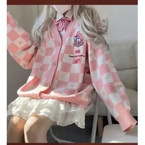 Sanrio pompon Purin Cardigan manteau mignon Y2k ma m&eacute;lodie Kuromi cannelle automne hiver femmes pull