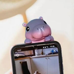 Dessin animé créatif Moo Deng hippopotame Figurine téléphone ordinateur écran voiture navigateur