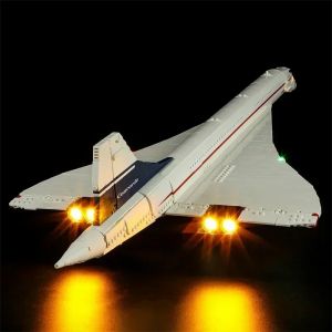 Blocs de construction Concorde Airbus avec lumières Led, modèle d'avion en brique, jouets éducatifs