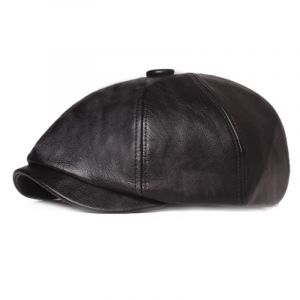 B&eacute;ret octogonal en cuir pour hommes et femmes, chapeau r&eacute;tro, casquettes Snapback, mode &eacute;l&eacute;gante,