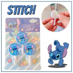 Disney-Crochet auto-adh&eacute;sif en plastique Stitch, rangement pour cl&eacute;s, cintre de dessin anim&eacute; pour