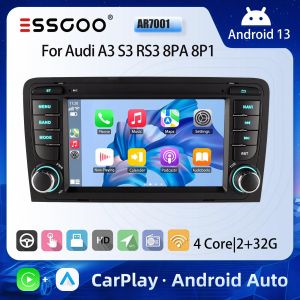 ESSGOO Autoradio 7" 2DIN CarPlay pour Audi A3 S3 RS3 8P1 Navigation GPS FM RDS WIFI USB Aux Android