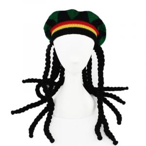 Casquette Hip Hop avec perruque tressée pour homme, chapeau jamaïcain Bob Marley Rasta, bonnet