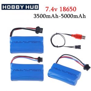 Prise et chargeur de batterie pour bateau de course RC, 18650 V, 7.4 mAh, 3500mAh, 4000 mAh, Eddie