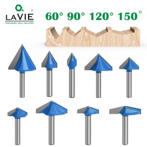 LAVIE 1pc 6mm tige 60 90 120 150 degr&eacute;s V Type fente Cutter Bit CNC gravure solide routeur peu