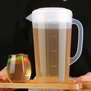 Pichet doseur gradué en plastique transparent avec couvercle, pichet à eau, tasse à thé, récipient à