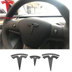 Tesla ABS 3 pièces noir mat brillant pour Tesla modèle 3 Y Auto Logos volant Patch décoration