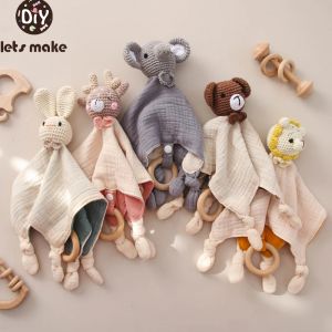 Bébé sucette apaiser serviette bavoir Animal lapin dormir poupée nourrissons doux confort bavoir en