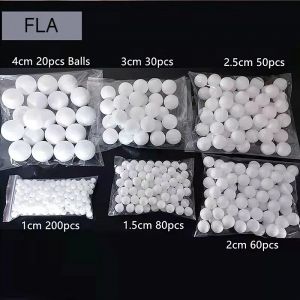 Boules rondes en polystyrène de 1 à 4CM, boule de noël blanche artificielle, Mini boules artisanales
