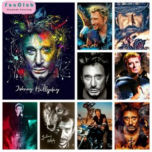 Johnny Hallyday diamant peinture 5D bricolage broderie point de croix Kits strass étoiles classiques