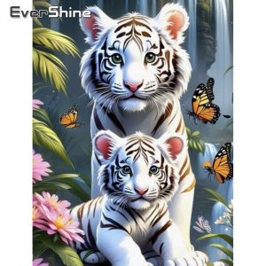 Closhine-Analyste de peinture de diamant de tigre, art d'animal, mosaïque, point de croix, broderie,