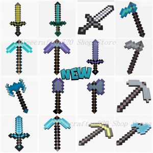 45 cm Minecraft jouets jeu mon monde conception bleu diamant épée hache pelle faucille souple EVA