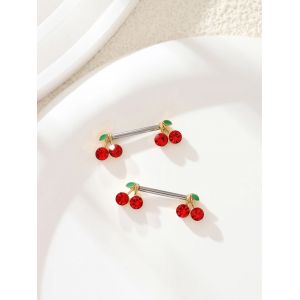 KUNIU2pcs y2k mignon cerise mamelon anneau femmes corps piercing bijoux en acier inoxydable mamelon