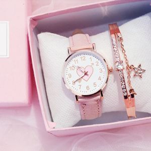 Nouveau mignon cadran en forme de coeur montre femme pour enfants femme étudiant montre de mode
