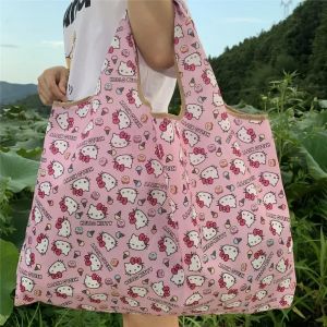 Hello Kitty – sac de courses pliable de grande capacité pour femmes, sac à main enveloppe de