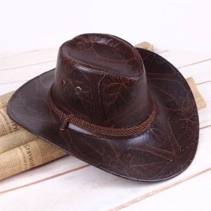 Chapeau de chevalier de cowboy pour hommes et femmes, casquettes en cuir, chapeaux de soleil