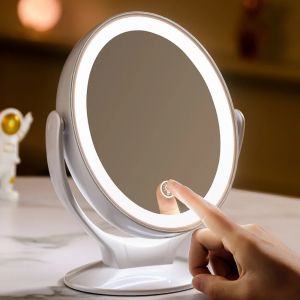 Miroir de maquillage avec lumi&egrave;re, miroir grossissant Double face 1X/7X, Rechargeable par USB, 360 &deg;