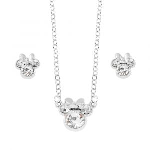 Disney Simple brillant Zircon Minnie pendentif colliers boucles d'oreilles pour femmes filles