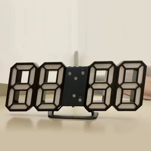 Horloge numérique LED 3D lumineuse, horloge murale multifonctionnelle créative, prise USB, horloge