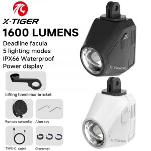 X-TIGER v&eacute;lo lumi&egrave;re 1600 Lumens haute luminosit&eacute; IP66 &eacute;tanche v&eacute;lo phare TYPE-C vtt route cyclisme