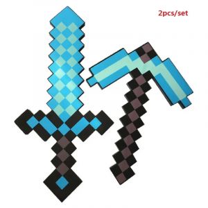 Épée en diamant bleu pour enfants, jouet en OligFoam doux, kits de pelle à hache Minecraft, cadeau