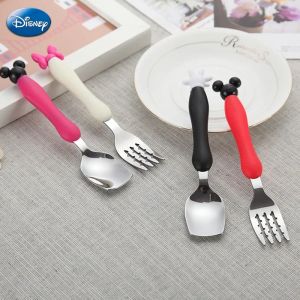 Disney Mickey Minnie Mouse cuillère fourchette vaisselle dessin animé enfants Dessert cuillère