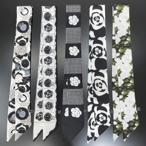 Foulard en soie de marque fleur de camélia pour femmes, Foulard de luxe, sac slim, Foulard, bandeau
