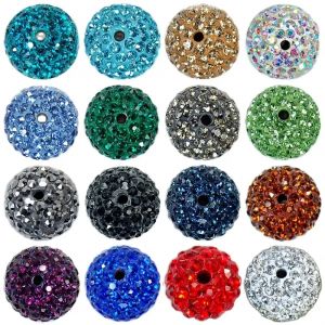 Bonne qualit&eacute; 10mm toutes les couleurs 7 rang&eacute;es de strass en verre 2 trous argile Shamballa perles