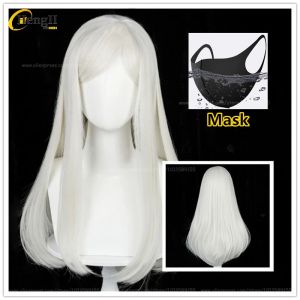 Perruque Synthétique Sanzu Haruchiyo de 70cm de Long, Blanc Laiteux, Cosplay, Degré de Chaleur,