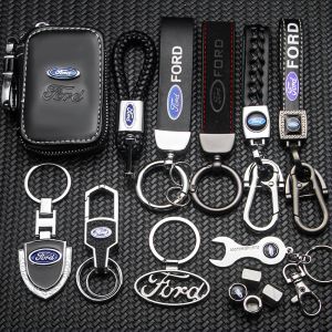 Porte-clés de luxe en cuir avec Logo de voiture, accessoires automobiles pour Ford Ranger Focus Kuga