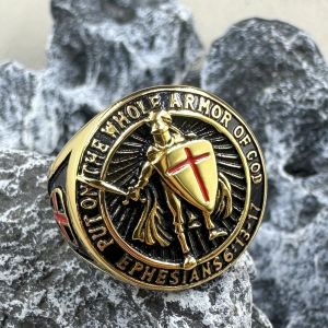 Offre spéciale hommes chevalier croix templier anneau Punk en acier inoxydable joint bijoux mode