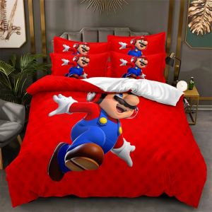 Parure de lit avec personnages de jeu Super Mario, housse de couette Mario Bros, cadeau pour amis,