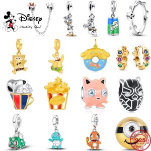 925 argent Disney Donald canard Minnie Mickey chaîne de sécurité pendentif breloques perles