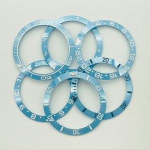 Insert de lunette en céramique incurvée bleue 38x30.6mm, adapté au boîtier de montre Seiko SKX007