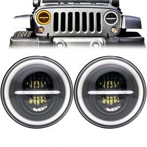 Phare LED DRL pour Nissan Patrol Y60 Hummer H1 & H2 Lada 4x4, 7 pouces, pour Jeep Wrangler TJ JK LJ
