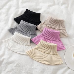 Femmes tricoté faux col écharpe chaud col roulé cou plus chaud détachable hiver coupe-vent mode