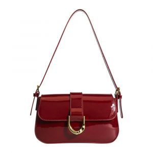 Classique en cuir PU fer à cheval boucle sac à bandoulière décontracté couleur unie petit sac à
