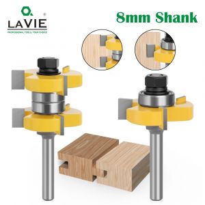 LAVIE 2 pi&egrave;ces ensemble 8mm tige langue et rainure routeur Bits ensemble Stock 1-1/2 Tenon fraise