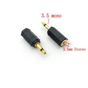 Adaptateur de prise mono m&acirc;le vers jack st&eacute;r&eacute;o femelle 3.5mm, couleur or, 4 pi&egrave;ces