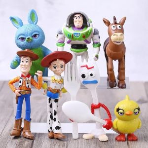 Disney 7 pièces/ensemble Toy Story 4 Woody Jessie Buzz l'éclair Bullseye Forky Ducky lapin PVC