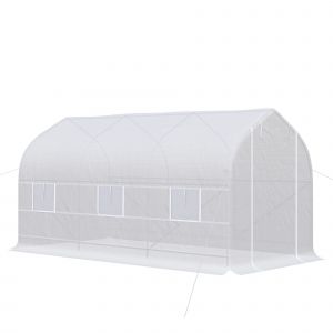 HOMCOM Serre tunnel de jardin 4x2x2 m avec 6 fenêtres et porte