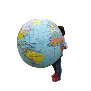Globe Gonflable de 90cm, Accessoire Fuchsia, Version Anglaise, Balle de Carte Géométrique, Jouet